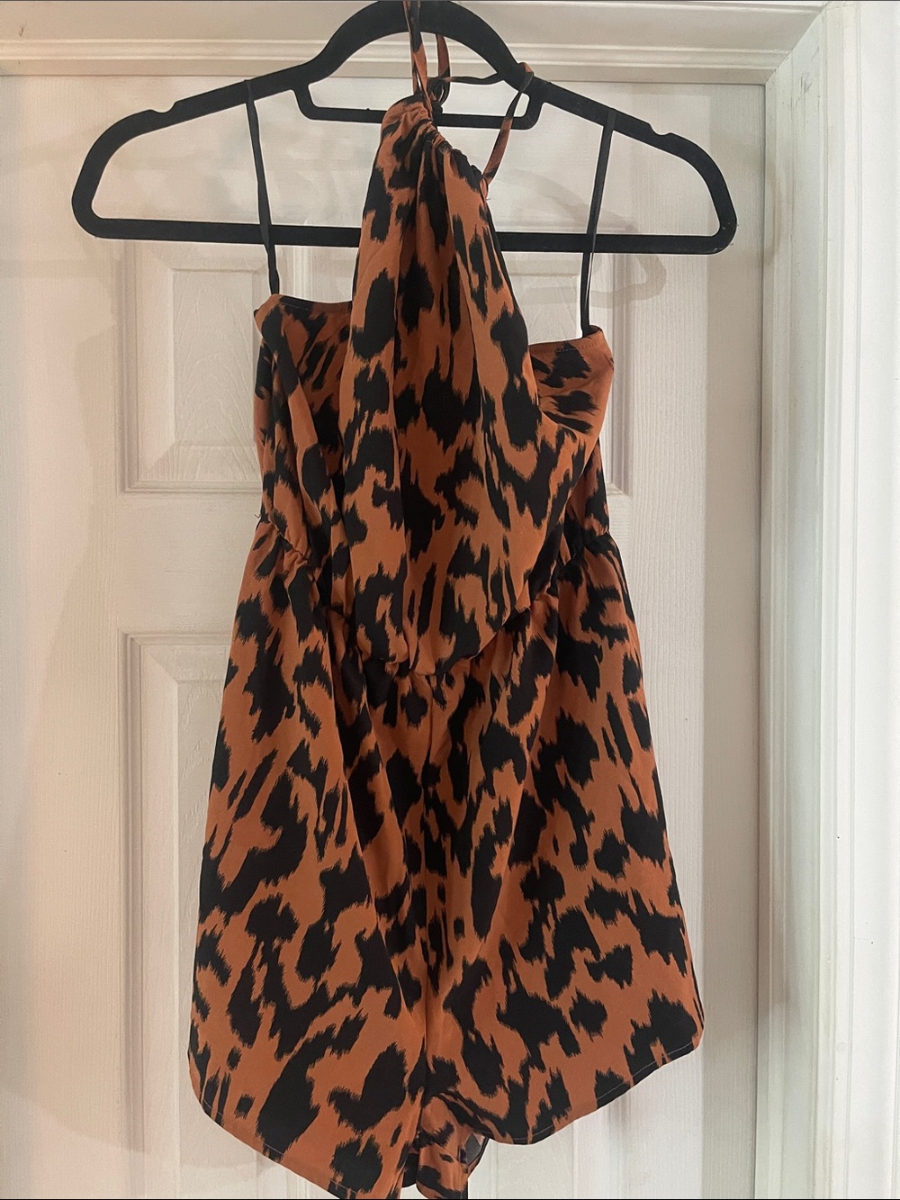 SHEIN Brown & Black Leopard Halter Romper